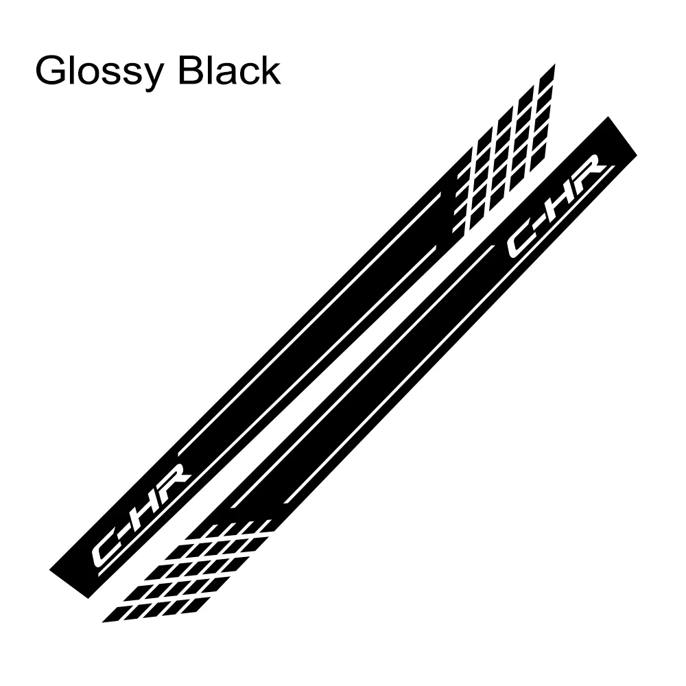 Glossy Black 2 шт. автомобиль длинной стороне юбка наклейки для Toyota C-HR C HR автомобиля украшения DIY виниловая пленка Авто спортивный стиль наклейки аксессуары для автомобиля - Название цвета: Glossy Black
