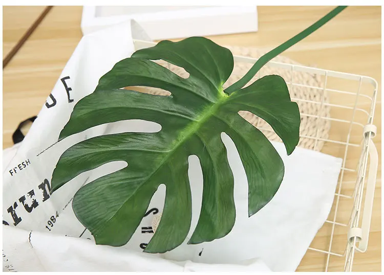 Monstera большие листовые искусственные растения зелени поддельные домашние растения бонсай зеленые листья украшения тропические листья