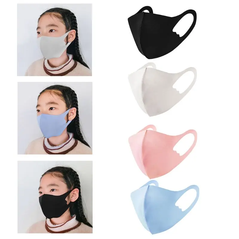 3Pcs/Set Children Ice Silk Cotton Mouth Mask Dustproof Washable Reusable Anti-Splash Air Pollution Solid Color Earloop | Красота и