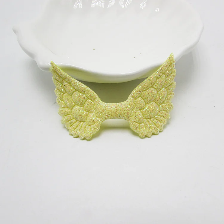 Yellow Appliqued 30-100 шт блестки Крылья Ангела патчи Аппликации DIY ремесло поставки дети головные уборы шпилька аксессуары материал мягкий тиснение - Цвет: Yellow Appliqued