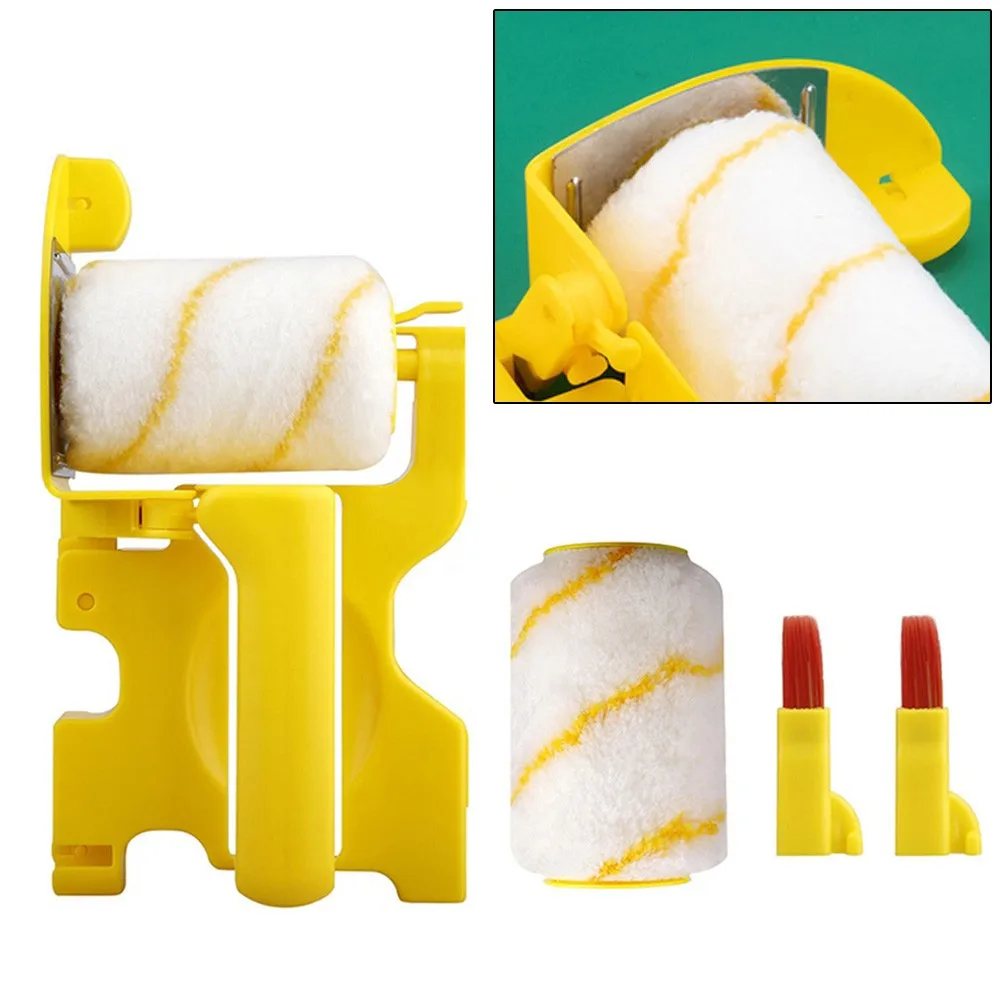 5pcs/set Multifunctional Clean-Cut Paint Edger Roller Brush Safe Tool For Wall Ceiling Yellow Hand-held Home Room Indoor Outdoor roller brushes