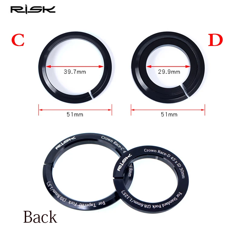 

Risk 41.8-52mm Bike Headset Base Mountain Road Bicycle Front Fork Base Spacer Crown Race for 28.6mm Straight / 1.5 Tapered Fork