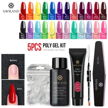 

SAVILAND Color Poly Gel Nail Kit Uv Gel Manicure Kit Nail Camouflage Color UV Gel Poly gel Quick Building Manicure Tool