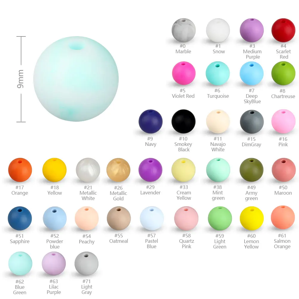 20Pcs 9mm Silicone Beads Food Grade Baby Teething Chewable Beads DIY Pacifier Chain Necklace Accessories Baby Teether Round Bead teething toys,silicone teething toys,baby teething toys,silicone beads,silicone teether,silicone teething beads