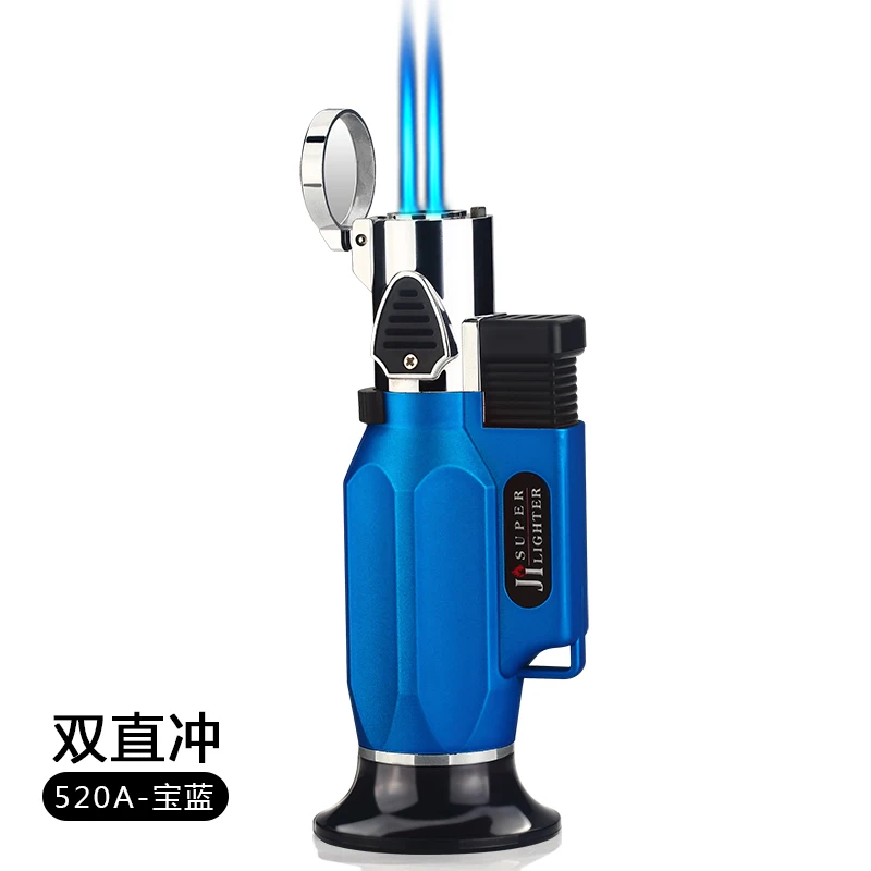 2 Turbo Blue Барбекю газовая зажигалка турбо Зажигалки Курительные аксессуары три фонарь Зажигалка сигары сигареты Зажигалка гаджеты для мужчин инструменты для улицы - Цвет: 2 Turbo Blue