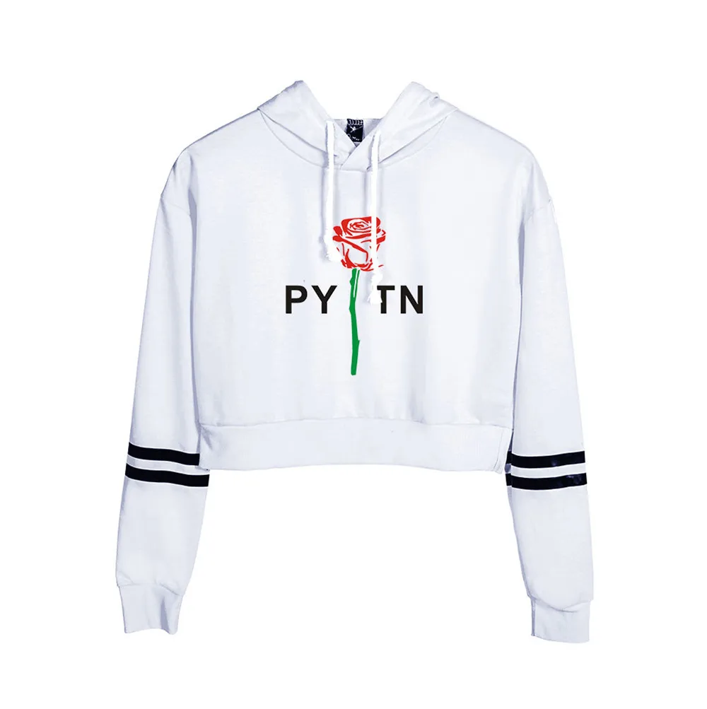 Модная одежда для девочек Спортивная с принтом худи розой в стиле Харадзюку