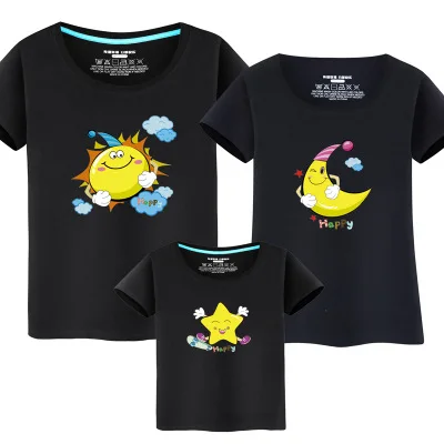 ELAN076A04 Family T-shirt Father Mother Son and Daughter Clothes family matching outfits Kids Clothes Family Cotton t shirt family - Цвет: ELAN076A04
