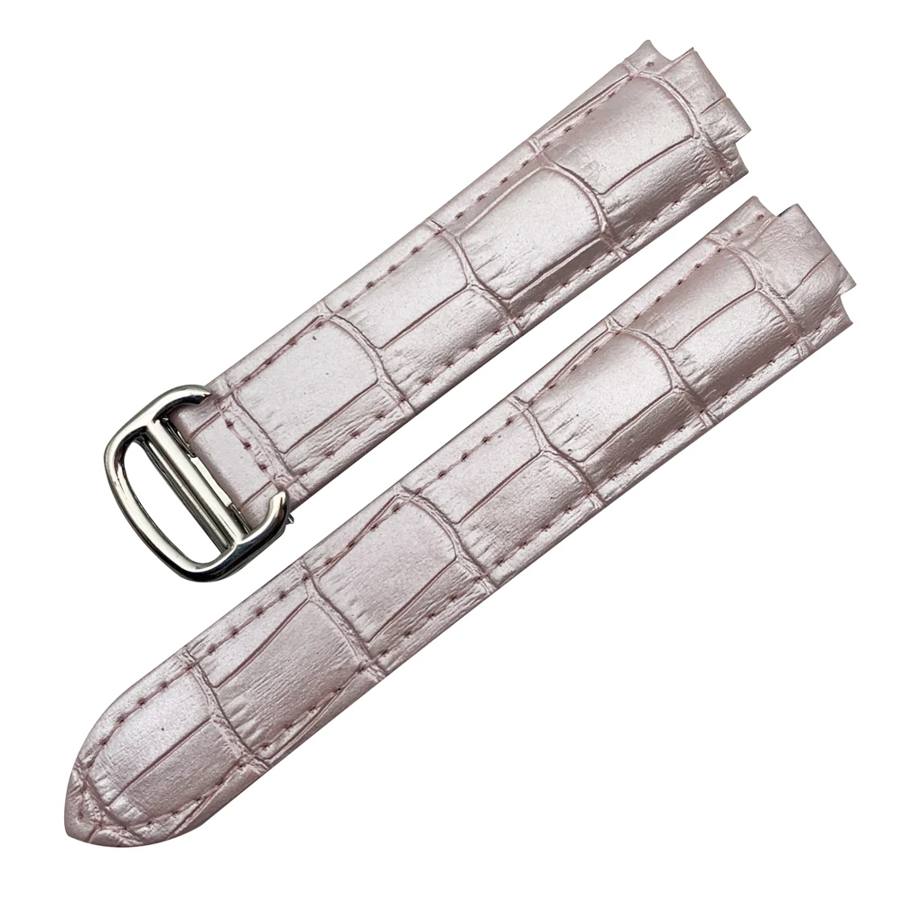 Розовый Аксессуары для часов кожаный ремешок для мужчин Cartier синий шар Танк Сантос ремешок для женщин Спорт на открытом воздухе водонепроницаемый ремешок для часов - Цвет ремешка: Розовый