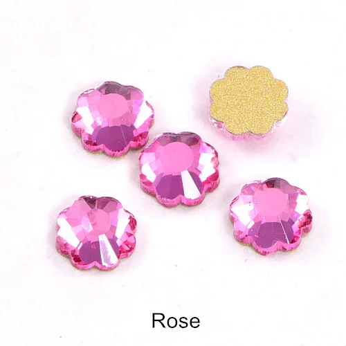 Rose 20 шт 6 мм в форме цветка K9 не горячая фиксация стразы с плоской задней стороной для дизайна ногтей Стразы из стекла со стразами для украшения ногтей B1339 - Цвет: Rose