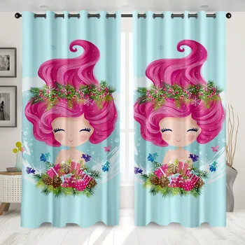 

SOFTBATF Mermaid Windows Curtains Darkening for Living Room Bedroom Decorative Kitchen Curtains Dropshipping