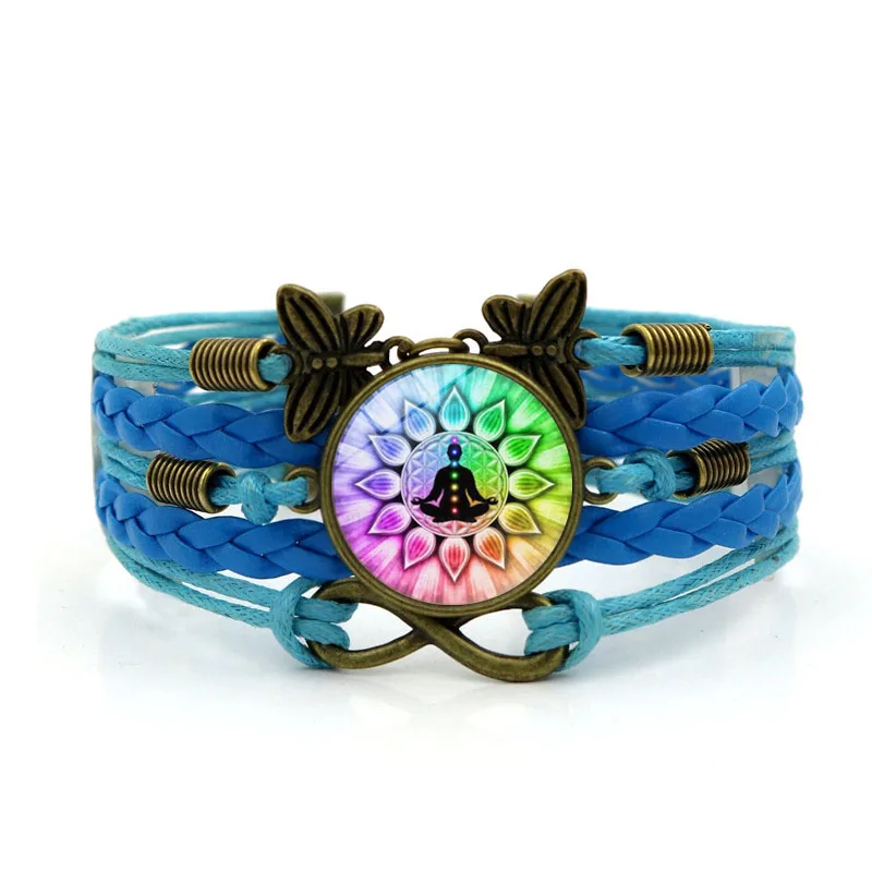Metatron Cube Leather Bracelet Chakra Cosmic Energy Centres Charm Women