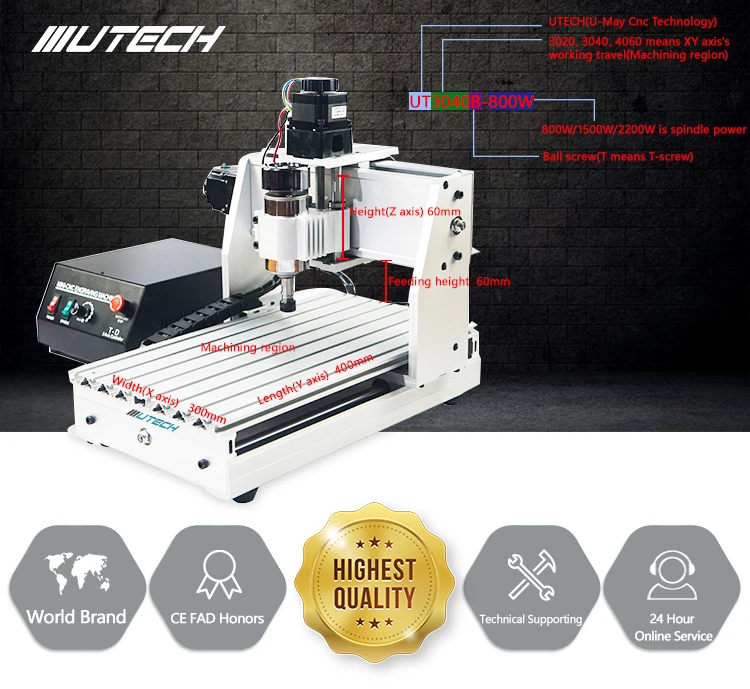 3D 1200W алюминиевая доска фреза для резки; cnc с контроллером Mach3