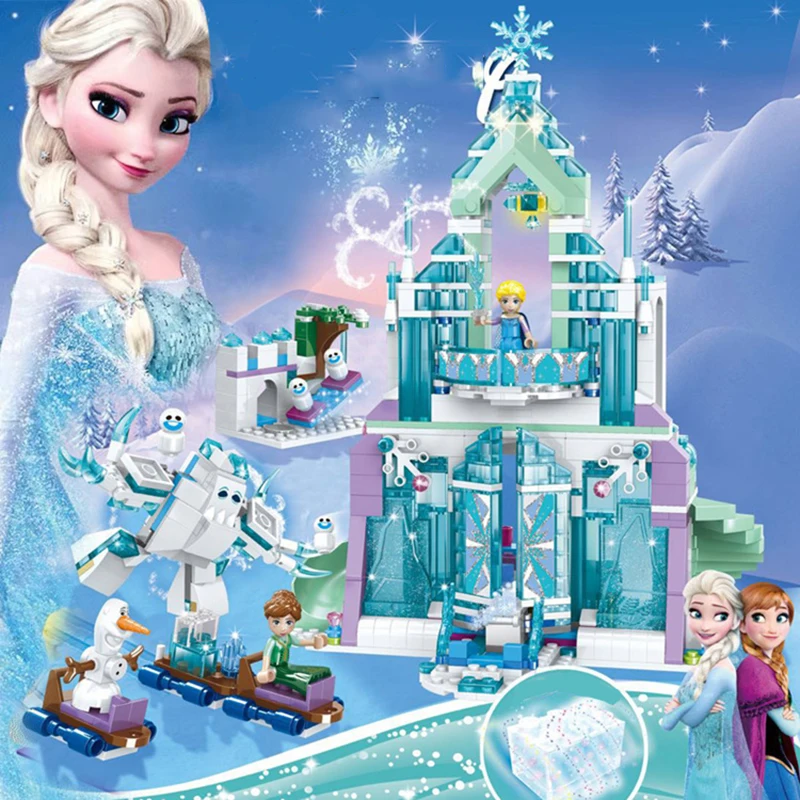 

2019 Legoing Friend House For Girl City Ice Castle Movie Let It Go Snow Queen Elsa Princess Figures Set Building Blocks Kid Toys