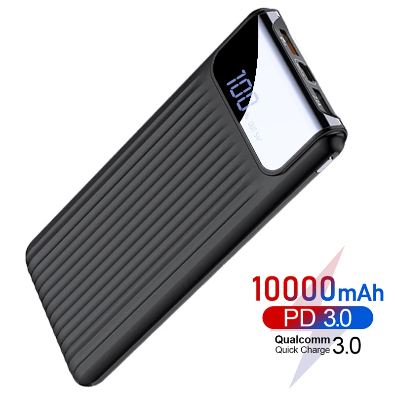Black PD3.0 внешний аккумулятор 10000 мАч Быстрая зарядка 3,0 внешний аккумулятор для iPhone Xiaomi портативное зарядное устройство Внешний аккумулятор usb type C PD повербанк - Цвет: Black