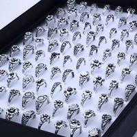 100 Pcs/Lot Flower Retro Gothic Alloy Rings for women Wholesale Party Jewelry Lots 1