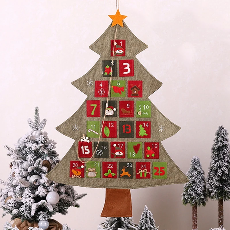 Christmas Advent Calendar Hanging Xmas Countdown Calendar Christmas Decorations for Home Happy New Year Decor