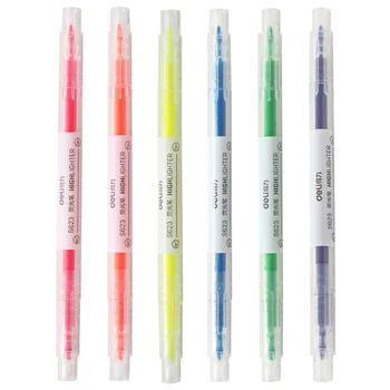 

36 pcs/Lot Transparent body Dual point color highlighter Fine liner Bold marker drawing pen Stationery items Office School F895