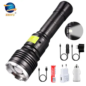 

ZHIYU T6 LED Flashlights Multifunction DC Rechargeable COB Torch Magnet Flashlight 3 AAA or 18650 Battery High Power Lamp 4 Mode