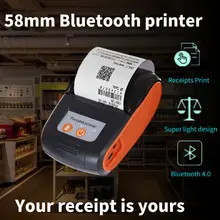Mini imprimante de tickets de caisse thermique sans fil, Bluetooth, 58mm, Android, IOS, PC, application gratuite