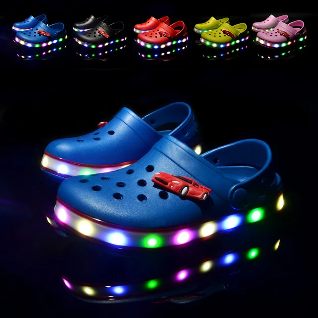 con luces para niños y niñas, sandalias de baño para bebés, zapatos playa - AliExpress