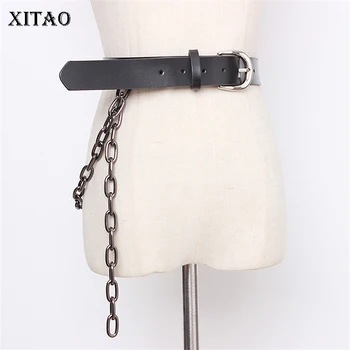 

XITAO Women Patchwork Belts Concave Heavy Metal Gun Color Thick Chain Decorative Leather Belt 2020 Summer Minority XJ4847