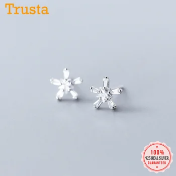 

Trustdavis Genuine 100% 925 Sterling Silver Cute Sweet Dazzling Star CZ Stud Earrings For Women Wedding Jewelry Gift DS1953