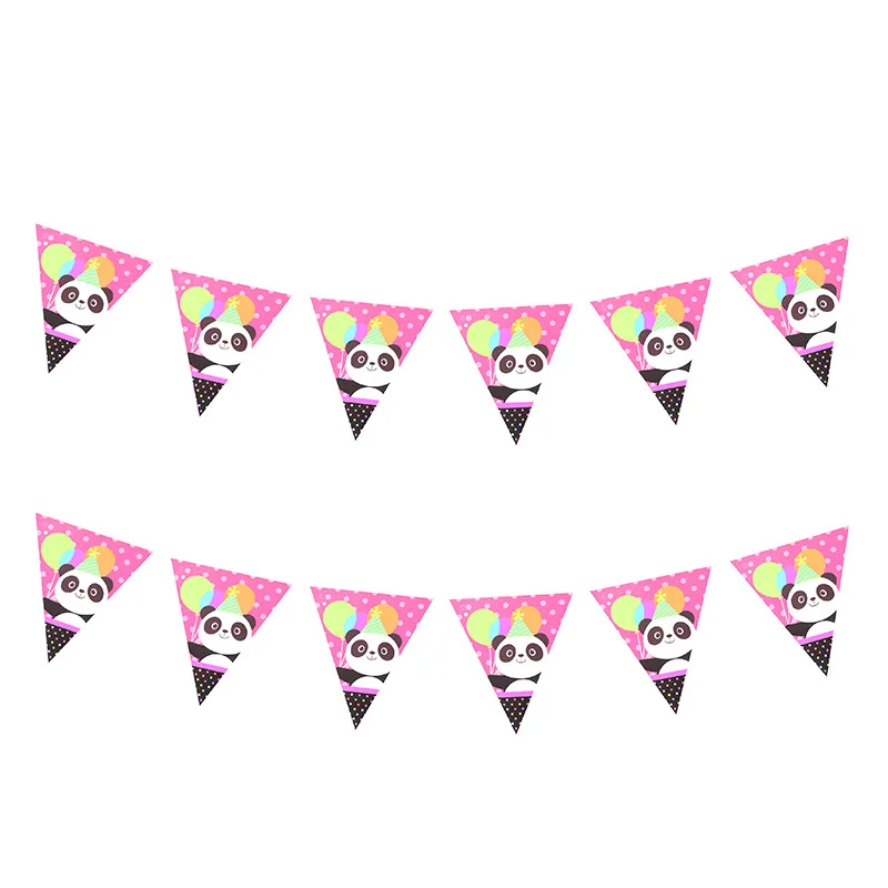 12 шт./упак. Китай панда кошка плакат "с днем рождения" и флаг вечерние для детей мальчик девочка украшения на день рождения подарки для