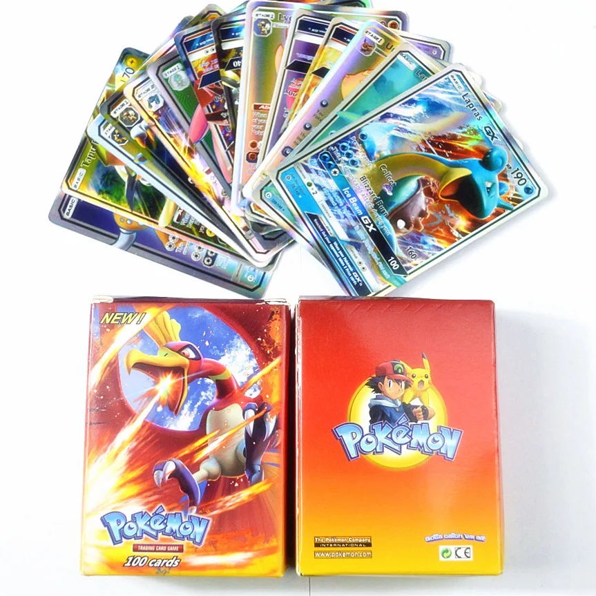 Игрушки Takara Tomy, хобби, игровая коллекция карт, коллекционные вещи, 100 шт., блестящие карты, английский Покемон, тренажер, GX, экс-карты