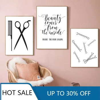 Kaufen Haar Salon Decor Haar Zitat Wand Kunst Leinwand Malerei Poster Drucke Friseur Geschenk Friseur Schere Schönheit Room Decor