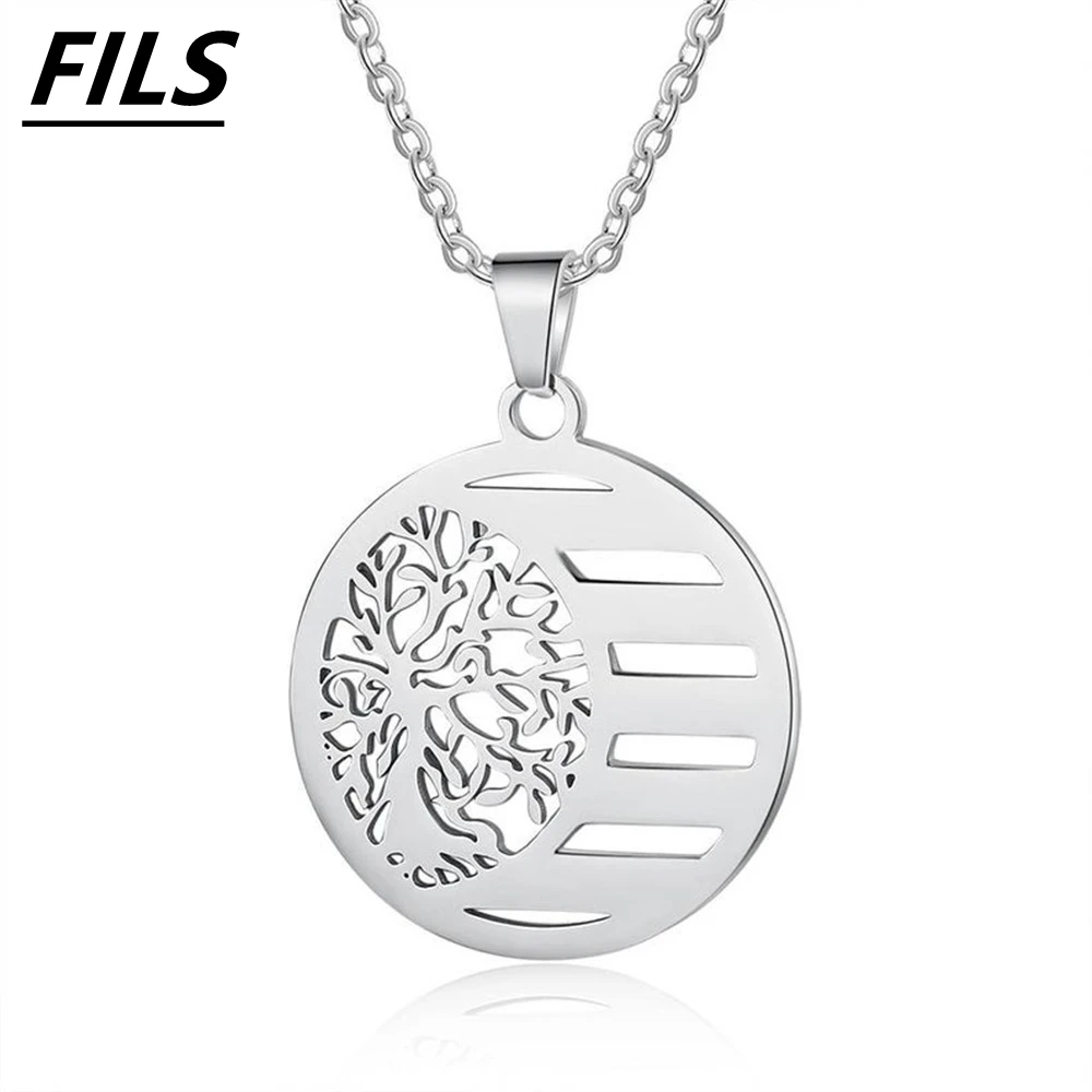 Fils New Custom Necklace Men Round Hollow out Thee Carve Name Choker Stainlesss Steel Collier For Women Birthday Gift le pere la mere le fils