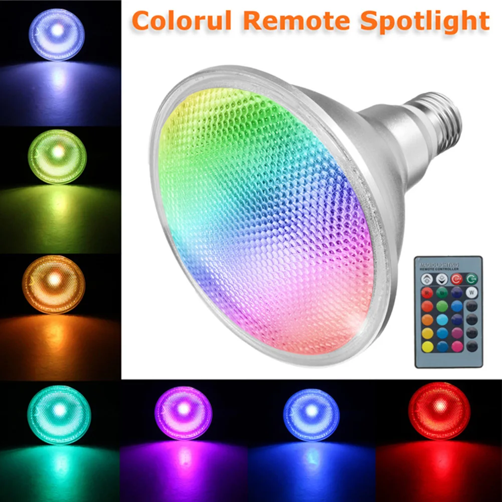 E27 20 Вт для дома с пультом дистанционного управления светодиодная RGB лампа Водонепроницаемая лампа с регулируемой яркостью прожектор 16 цветов