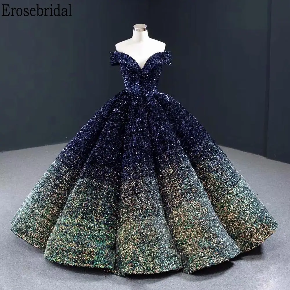 Erosebridal роскошное шикарное бальное платье с блестками вечернее платье для женщин элегантное торжественное платье с открытыми плечами 2 цвета на шнуровке сзади