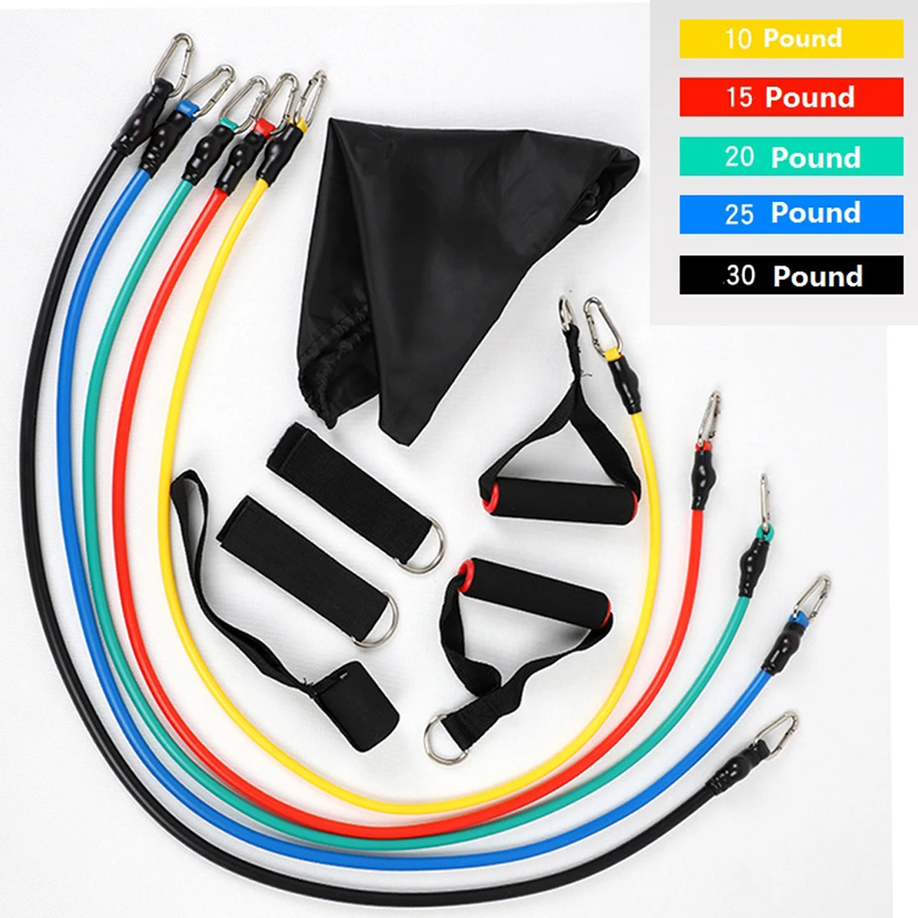11pcs Fitness Resistance Bands Set Home Gym Sports Exercise Tubes Equipment