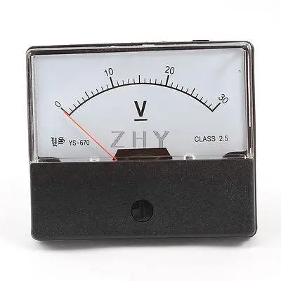 DC 0-30V Прямоугольник прямого тока Volttage аналоговый измеритель в панель YS-670