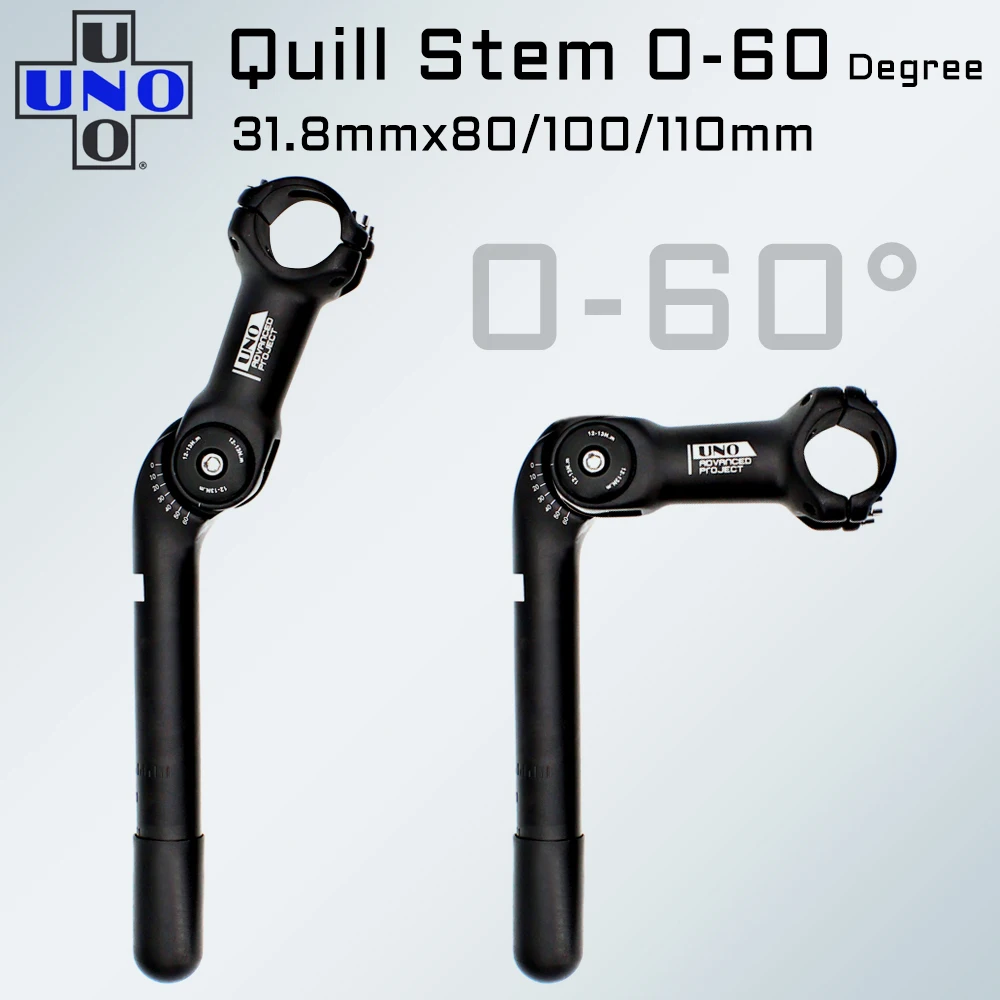 

UNO 0-60 Degree Adjustable Angle Bicycle Handlebar Stem 25.4mm Riser Aluminum Alloy Front Fork Stem Adapter 180mm MTB Bike Stems