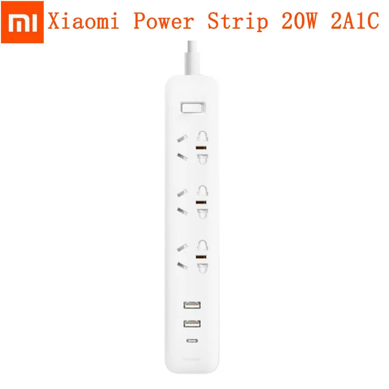 NEW Xiaomi Mi Mijia QC3.0 20W Fast Charging Power Strip 2A1C + 3 Sockets Standard Plug Interface Extension Lead 1.8m Удлинитель