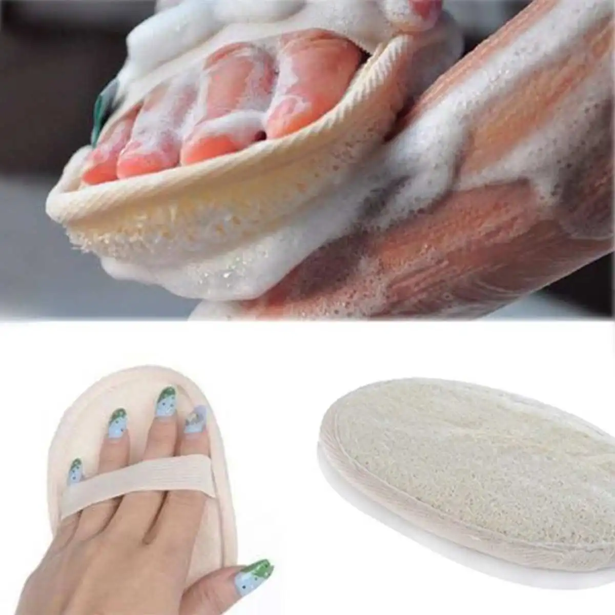Beige Natural Loofah Sponge Exfoliating Bathing Artifact Exfoliator Bath Massage