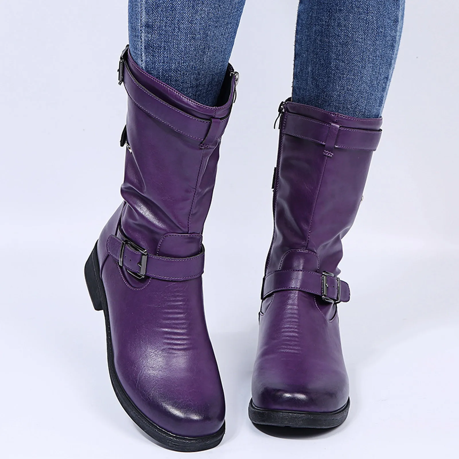 Zipper Solid Color Retro Fashion Women's Short Boots Square Root Mid-tube Round Toe Women's Boots Boots Female Women Shoes#g30 Zipper Solid Color Retro Fashion Women's Short Boots Square Root Mid-tube Round Toe Women's Boots Boots Female Women Shoes#g30