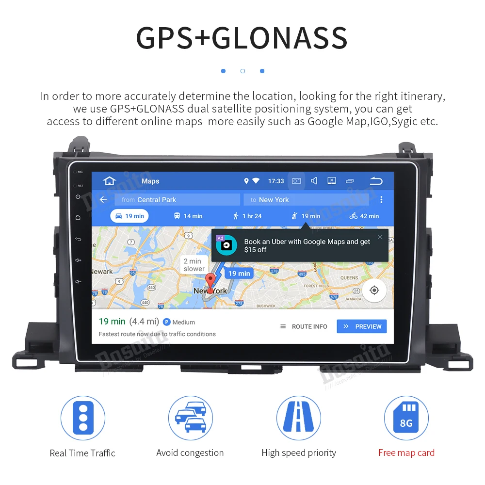 Perfect 10.2" HD Digital Capacitive Touch Screen Android 9.0 car Stereo Multimedia for Toyota Highlander 2015 2016 GPS Navigation System 13