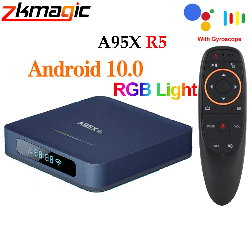 Приставка Смарт ТВ A95X R5 Android 10 Rockchip RK3318 1080P 4K 4 + 32/64/128 ГБ|ТВ-приставки и медиаплееры|