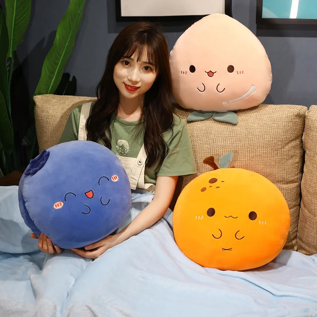 38cm Nice Cartoon Peach Orange Blueberry Plush Toys Stuffed Soft Blanket Lovely Fruit Pillow Doll For Kids Girls Birthday Gifts 3