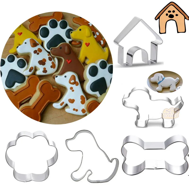 Cute dog house bone paw metal Cookie Cutter Cookware Biscuit Mold Fondant Cake Tools Baking Mold DIY cake mold cookie cutters cookie mold