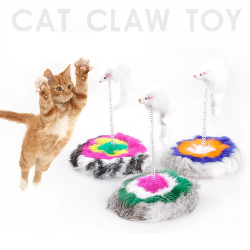 Plush Pet Claw Toy Tumbler Mouse Cats Scratching Mouse Funny Cat Scratch Amusing Interactive Springs Toys for Cats Small Animals (1)