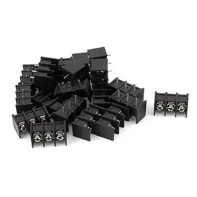 

300V 20A 3P 3 Position 8mm Pitch Screw Terminal Barrier Blocks Black 20pcs