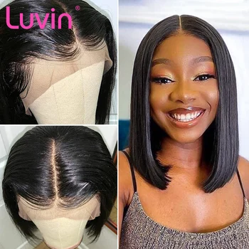 

Luvin Closure Wig 13X4 Lace Front Human Hair Wigs Straight Brazilian Short Bob Frontal Wig Black Woman