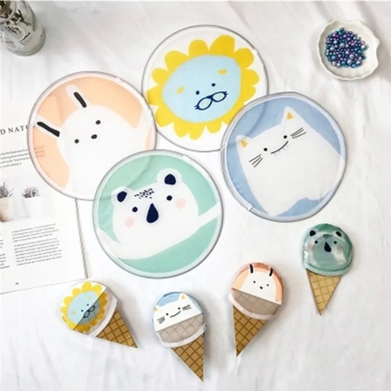 

Mini Portable Hand Fan Cute Mini Travel Portable Small Handheld Fan Ice Cream Shape Folding Pocket Cloth Fan Personalized