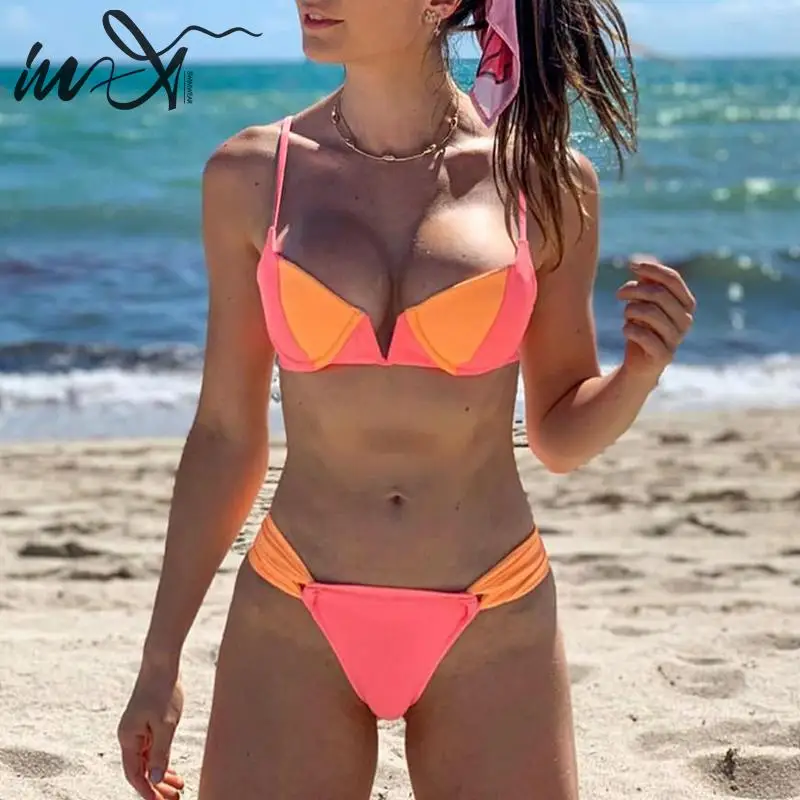 

In-X Sexy patchwork bikini set Push up swimsuit female Brazilian bikinis 2019 mujer Summer bathers Bathing suit women swimwear