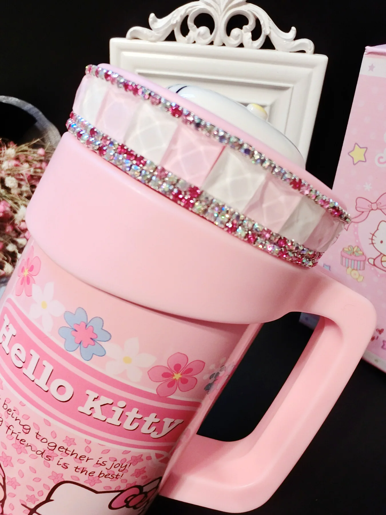 Hello kItty мультфильм нержавеющая сталь вакуумный портативный студентов детей Творческий алмаз инкрустированные воды дрель Изолированная кружка бутылка