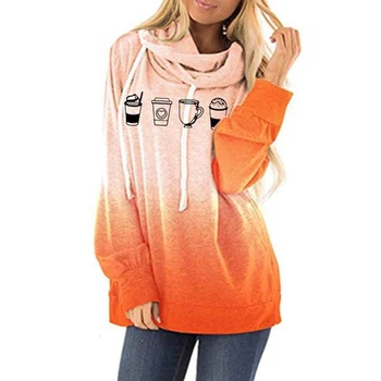 

Gradient Pullover Hoodie Hoodies For Women Cup Drink Print Sweatshirt Femmes Hoodies Women Sweatshirts Cute Girls Plus Size