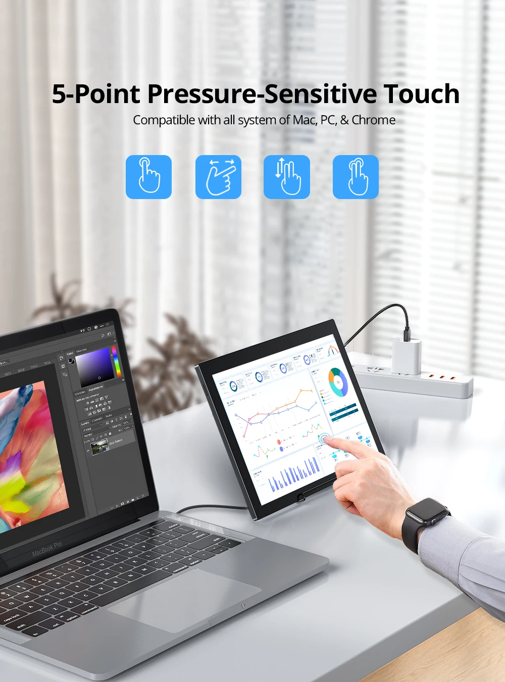 UPERFECT ޴  12.3 &LCD HD HDMI USB  C ÷ Ʈ ȭ PS4-Switch-XBOX 1080P   IPS ȭ